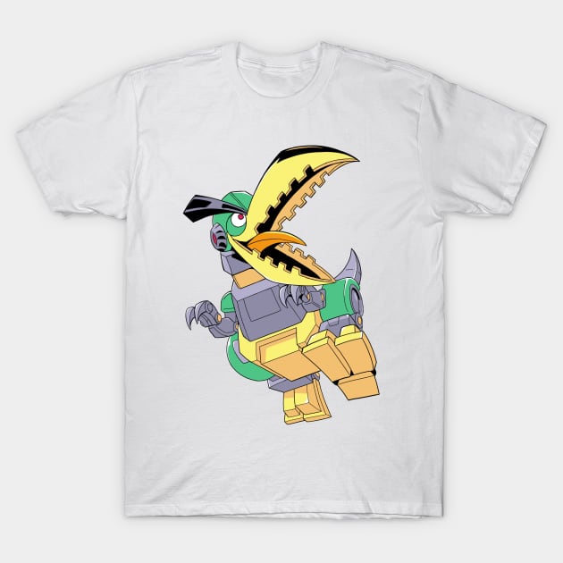 Green Robot Bird T-Shirt by Atpidarp